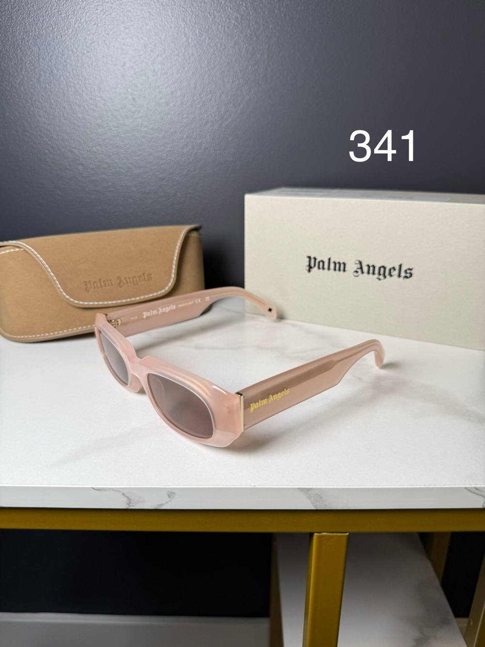 Palm Angels Blush Pink Thick-Frame Sunglasses